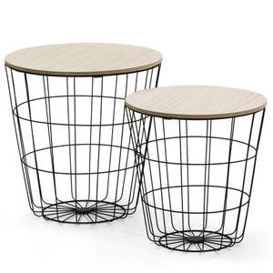 Set de 2 Tables Basses Everest Noir - Bois manufacturé - 40 x 41 x 40 cm