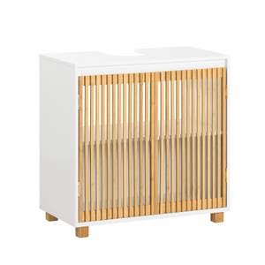 Meuble sous évier BZR125-W Marron - Blanc - Bambou - Bois manufacturé - 60 x 60 x 33 cm