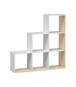 Bücherregal Treppe 6 Fächer Step Weiß - Holzwerkstoff - Kunststoff - 28 x 110 x 108 cm