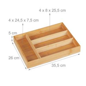 Besteckkasten Bambus 4 Fächer Braun - Bambus - Holzwerkstoff - 26 x 5 x 36 cm