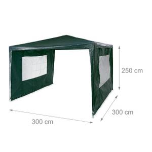 Pavillon 3x3 m mit 2 Seitenteilen Grün - Weiß - Metall - Kunststoff - 300 x 250 x 300 cm