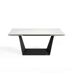 Table à manger extensible en porcelaine Noir - Blanc - Métal - Porcelaine - Pierre - 180 x 75 x 90 cm