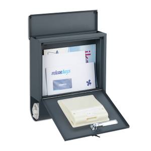 Briefkasten mit Beleuchtung Grau - Weiß - Metall - 31 x 34 x 10 cm