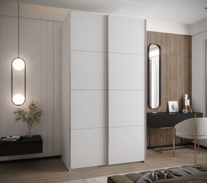 Armoire Lux 1 Argenté - Blanc - Largeur : 130 cm