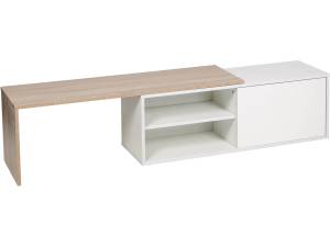 Table basse  Melinda  - Blanc/Chêne Blanc - Bois manufacturé - 32 x 36 x 209 cm