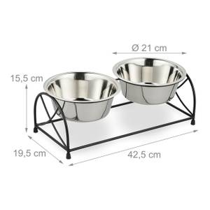 Futterstation für Hunde Schwarz - Silber - Metall - 43 x 16 x 20 cm