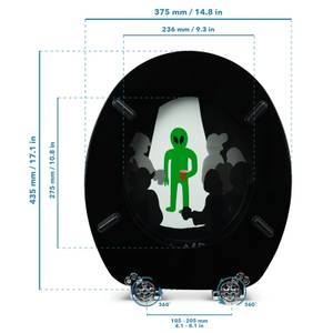 Premuim Abattant WC - Alien Noir - Gris - Vert - Blanc - Bois manufacturé - 38 x 5 x 44 cm