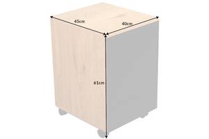 Rollcontainer STUDIO Schwarz - Braun - Holzwerkstoff - Massivholz - 40 x 61 x 45 cm