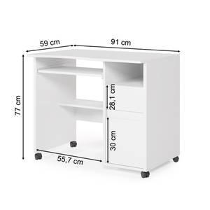 Computertisch Polo Weiß Weiß - Holzwerkstoff - 91 x 77 x 59 cm
