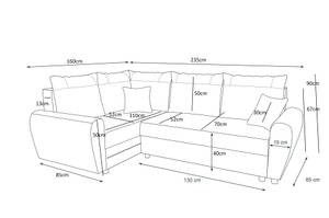 Ecksofa FION-PLUS Cremeweiß - Hellgrau - Ecke davorstehend links