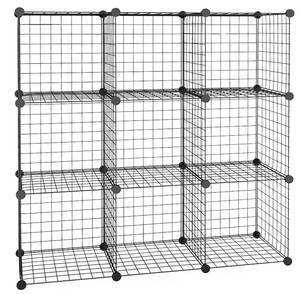 Etagère Cube Rangement 9 Cases Noir - Bois manufacturé - 37 x 111 x 111 cm