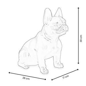 Sitzende Französische Bulldogge Skulptur Weiß - 28 x 30 x 17 cm