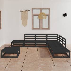 Salon de jardin (lot de 8) 3009920-1 Noir - Bois massif - Bois/Imitation - 70 x 30 x 70 cm