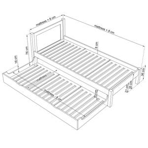 Einzelbett N02 mit Matratzenschublade Eiche - Weiß - 100 x 200 cm