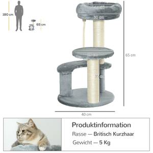 Katzenbaum D30-202GY Grau - Holzwerkstoff - 40 x 65 x 40 cm