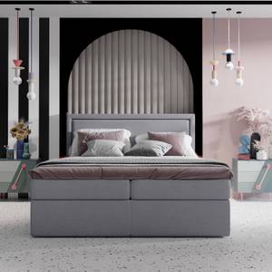 Premium Boxspringbett Jodan Stoff Megan Grau - Breite: 182 cm