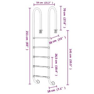 Échelle de piscine 3013324-1 Hauteur : 211 cm