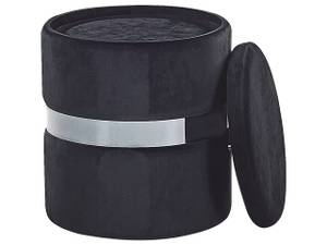 Pouf DORIS 2-tlg Schwarz - Silber - Textil - 35 x 44 x 35 cm