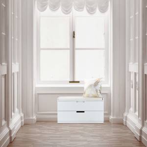 Sitzkommode mit 2 Schubladen Weiß - Holzwerkstoff - Kunststoff - Textil - 87 x 49 x 38 cm