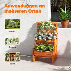Blumenkasten mit Rankhilfe Orange - Massivholz - 45 x 81 x 45 cm