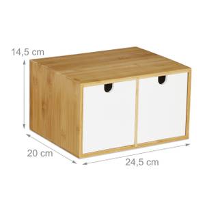 Schreibtisch Organizer 2 Schubladen Braun - Weiß - Bambus - Holzwerkstoff - 25 x 15 x 20 cm