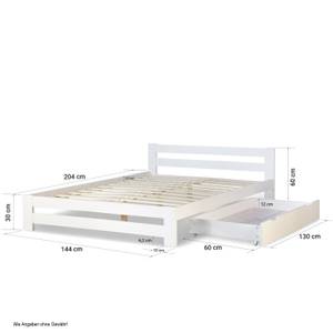 Lit en bois avec coffre de lit 1962 Blanc - Bois massif - Bois/Imitation - 144 x 60 x 204 cm