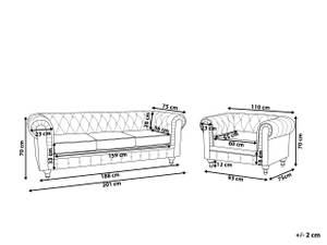 Set de canapés CHESTERFIELD Bleu - Bleu marine - Chêne foncé - 201 x 70 x 75 cm