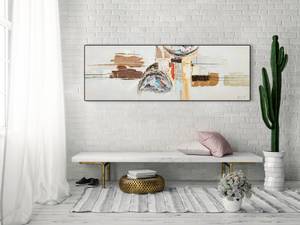 Tableau peint Temps en apesanteur Marron - Bois massif - Textile - 150 x 50 x 4 cm