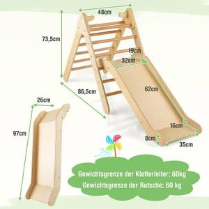 Kletterdreieck mit Rutsche Braun - Massivholz - 48 x 74 x 87 cm