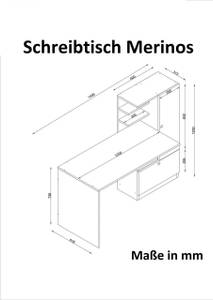 Schreibtisch  Merinos Weiß Walnuss Weiß - Holzwerkstoff - 150 x 120 x 62 cm