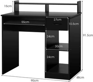 Computertisch mit Ablage Schwarz - Holzwerkstoff - 48 x 92 x 90 cm