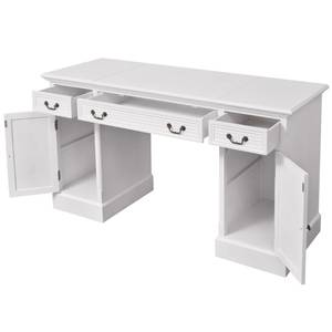 Schreibtisch mit zwei Sockeln Weiß - Holzwerkstoff - Massivholz - 140 x 80 x 140 cm