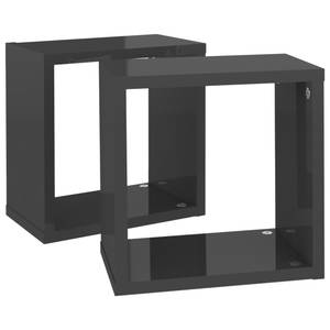 Étagère cube (lot de 2) 3016486-4 Gris brillant - 26 x 26 x 15 cm - Nombre de pièces dans le lot : 2