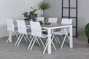 Gartenmöbel-Set Llama (7-teilig) Weiß - Metall - 100 x 75 x 205 cm