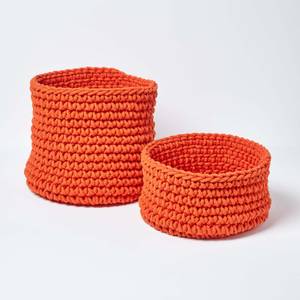 Gestrickter Aufbewahrungskorb runder Orange