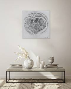 Acrylbild handgemalt White Expression Weiß - Massivholz - Textil - 80 x 80 x 4 cm