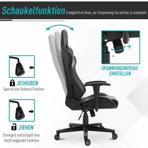 Gamingstuhl ergonomisch 921-251 Schwarz - Textil - 74 x 136 x 68 cm