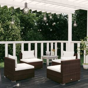 Garten-Lounge-Set (4-teilig) 3013631-7 Braun - Weiß - Metall - Polyrattan - 70 x 61 x 70 cm