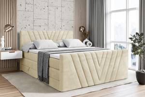 Boxspringbett ERNINA-Z KING Ecru - Breite: 140 cm