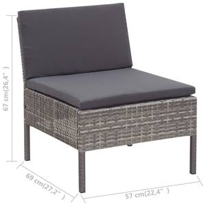 Garten-Lounge-Set Grau - Metall - Polyrattan - 60 x 35 x 60 cm