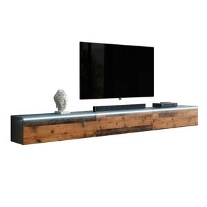 FURNIX meuble tv BARGO avec LED Anthracite - Marron foncé