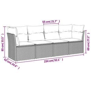 Gartensitzgruppe K2907(4-tlg) Grau - Massivholz - 69 x 62 x 234 cm