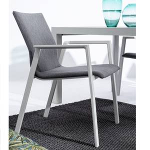 Fauteuil de jardin aluminium blanc Gris - Métal - 60 x 83 x 56 cm