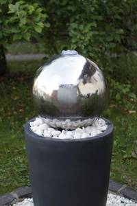 Led Gartenbrunnen FoBoule Grau - Kunststoff - 30 x 75 x 30 cm