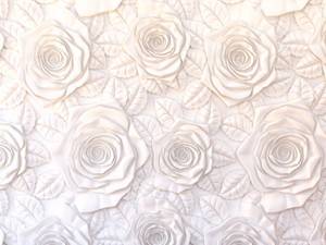 Fototapete Blumen in 3D-Optik Weiß - Naturfaser - Textil - 360 x 270 x 270 cm