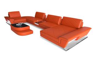 Wohnlandschaft Bari Schwarz - Orange - Ecke davorstehend rechts - Longchair davorstehend rechts - Ottomane davorstehend rechts