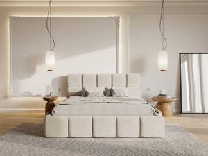 Bett mit Polsterrahmen CLOUDY Beige - Breite: 180 cm