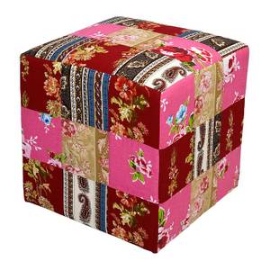 Siège cube Patchwork Rouge - Textile - 40 x 40 x 40 cm