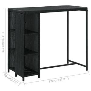 Bar de jardin (lot de 5) 3011544 Noir - Métal - Polyrotin - 60 x 110 x 120 cm