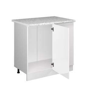 Unterschrank R-Line 86cm Weiß Hochglan Hochglanz Weiß - Weiß